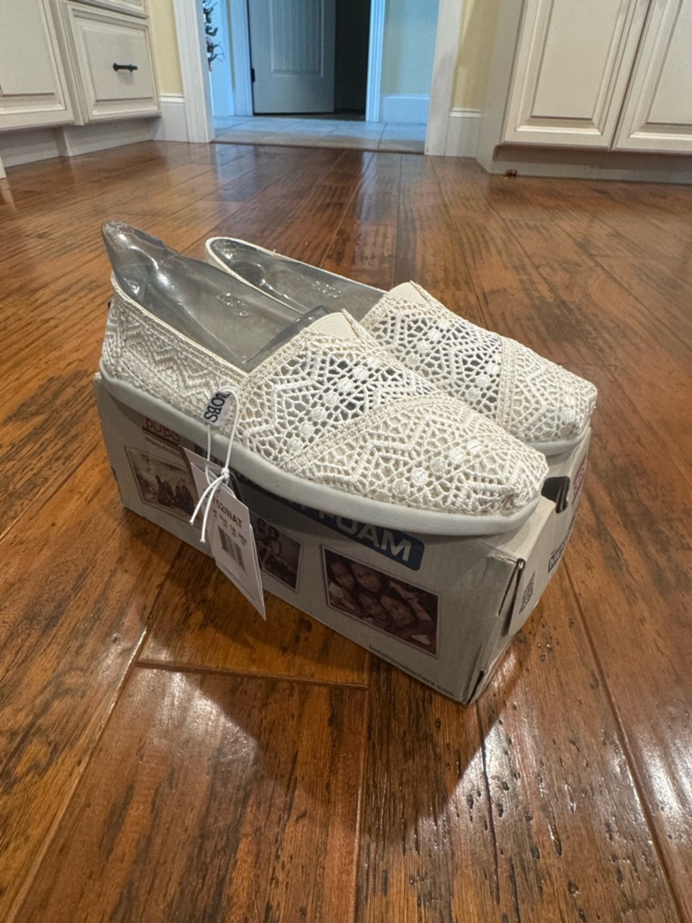 Skechers White Crochet Slip-On Loafers